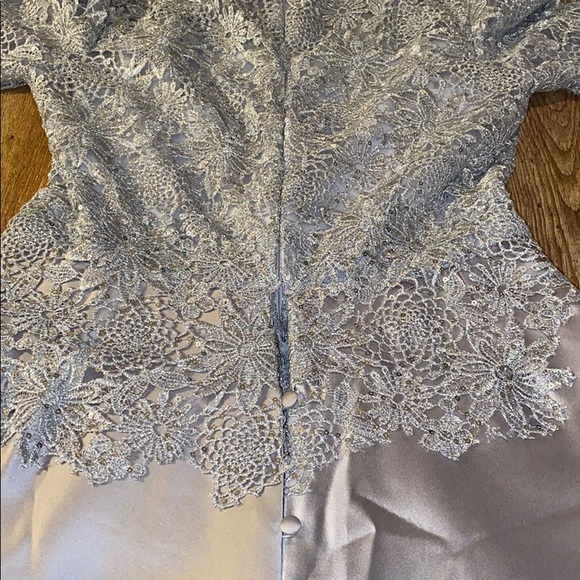 Teri Jon silver metallic lace gown - Picture 7 of 16